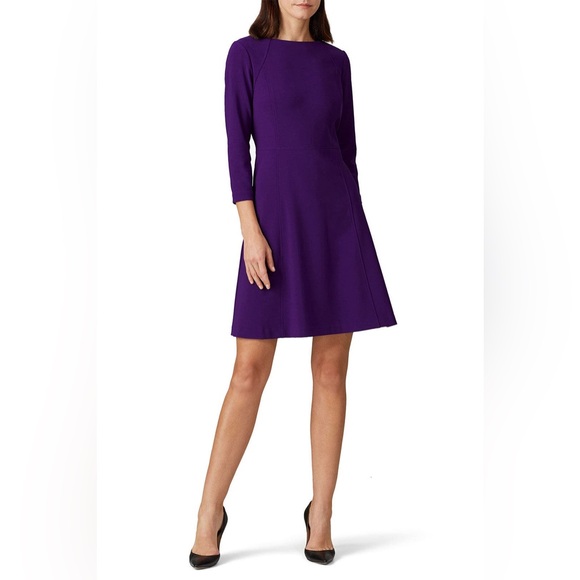 LRL Lauren Ralph Lauren Purple 3/4 Sleeve Ponte Cocktail Dress Plus Size 16 - Picture 2 of 14